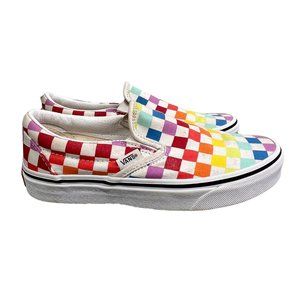 Vans Rainbow Checkerboard Sneakers size 5.5 Women 4 Men Slip on Shoes